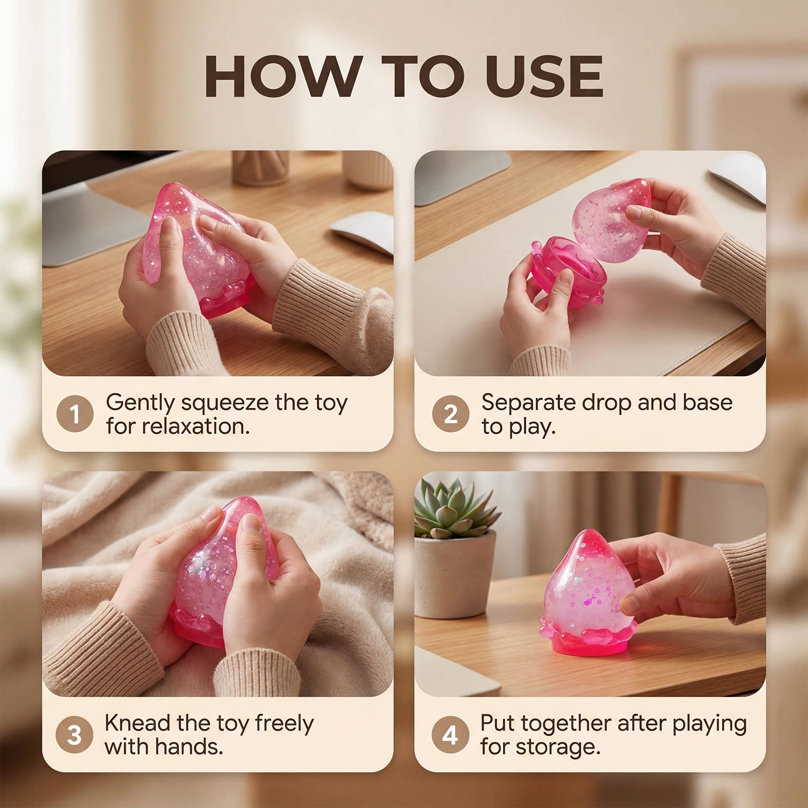 TPR Water Drop Detachable Squeeze Stress Relief Squishy Toy