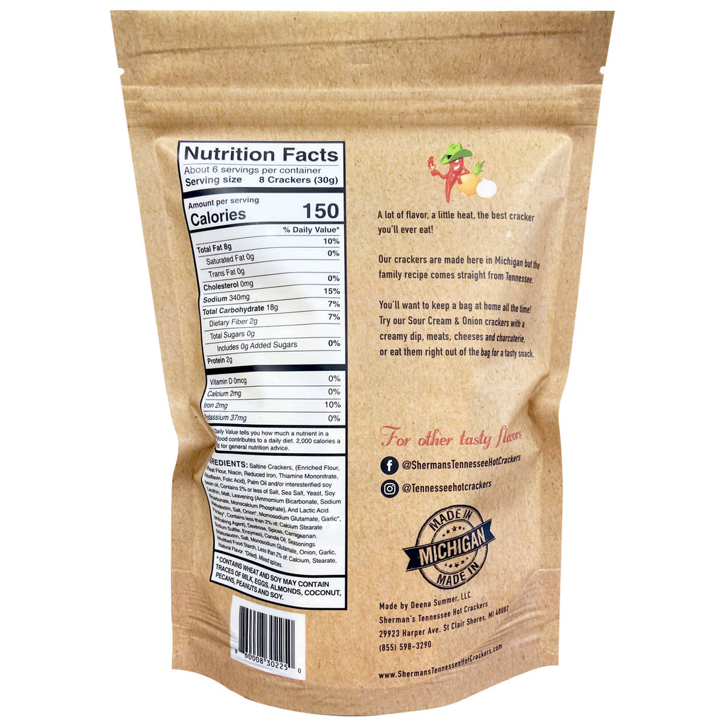 Sherman's Tennessee Hot Crackers, Sour Cream & Onion Flavor