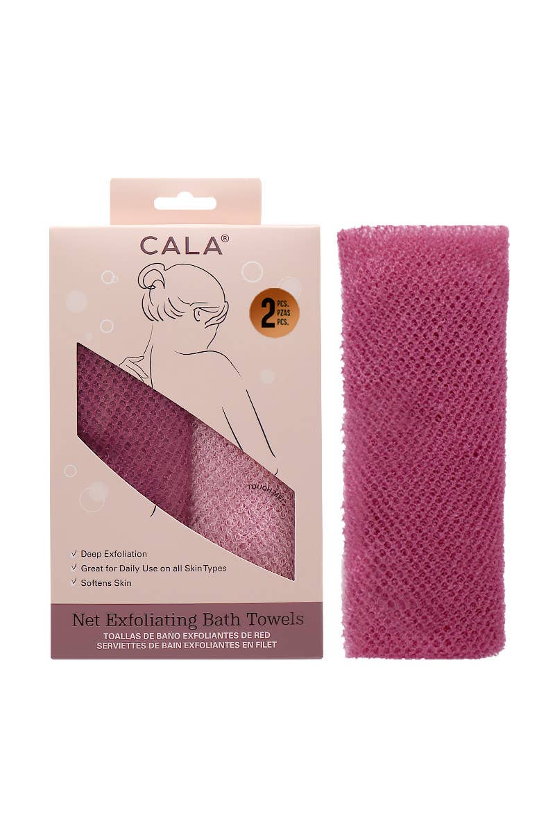 CALA 69492 Pink 2 pcs Exfoliating Bath Long Towels - 6 pc