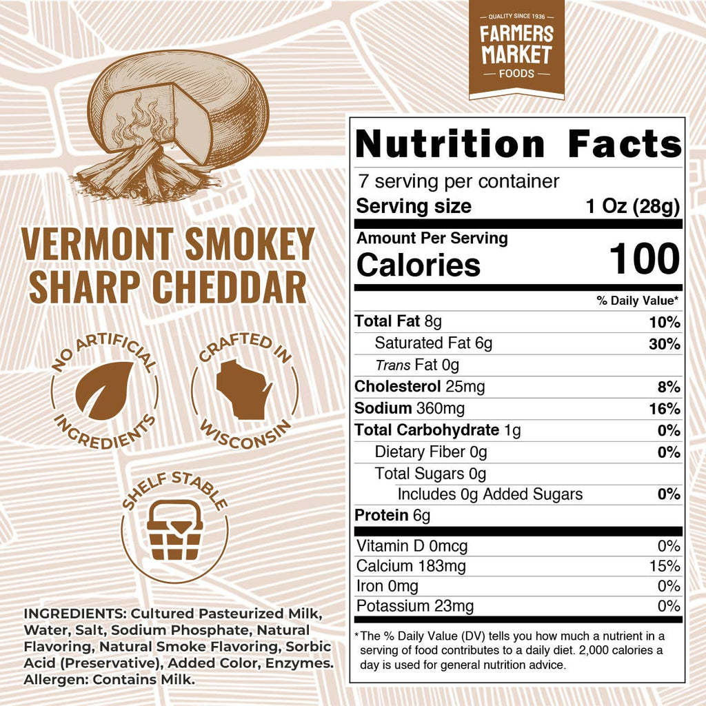 Vermont Smokey Sharp Cheddar 7oz (Shelf Stable) (12ct)