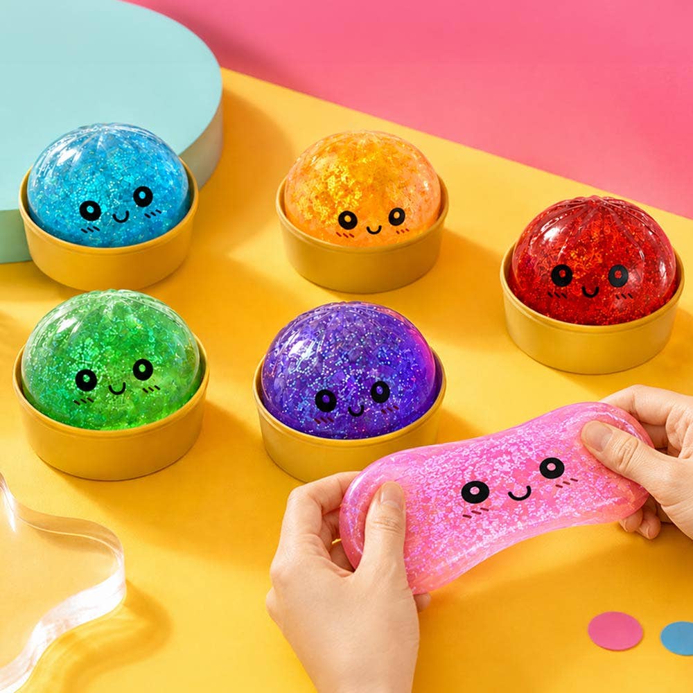 12PCS - Glittered Steamed Bao Bun Dumpling Squeeze Squishy Stress Relief Toy