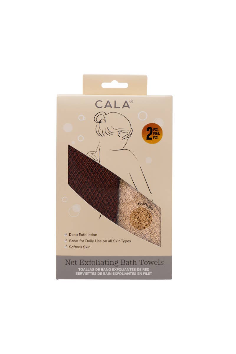 CALA 69493 Nude 2 pcs Exfoliating Bath Long Towels - 6 pc