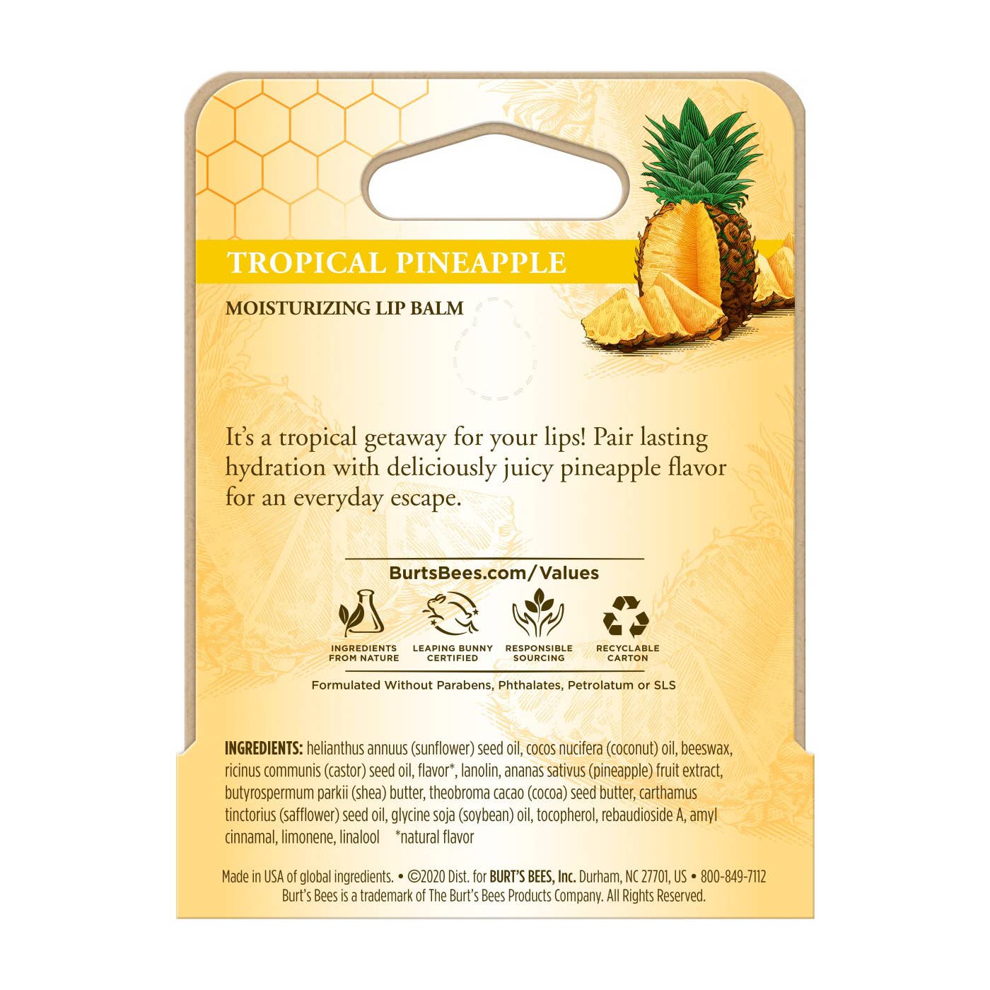 Tropical Pineapple Moisturizing Lip Balm With Beeswax