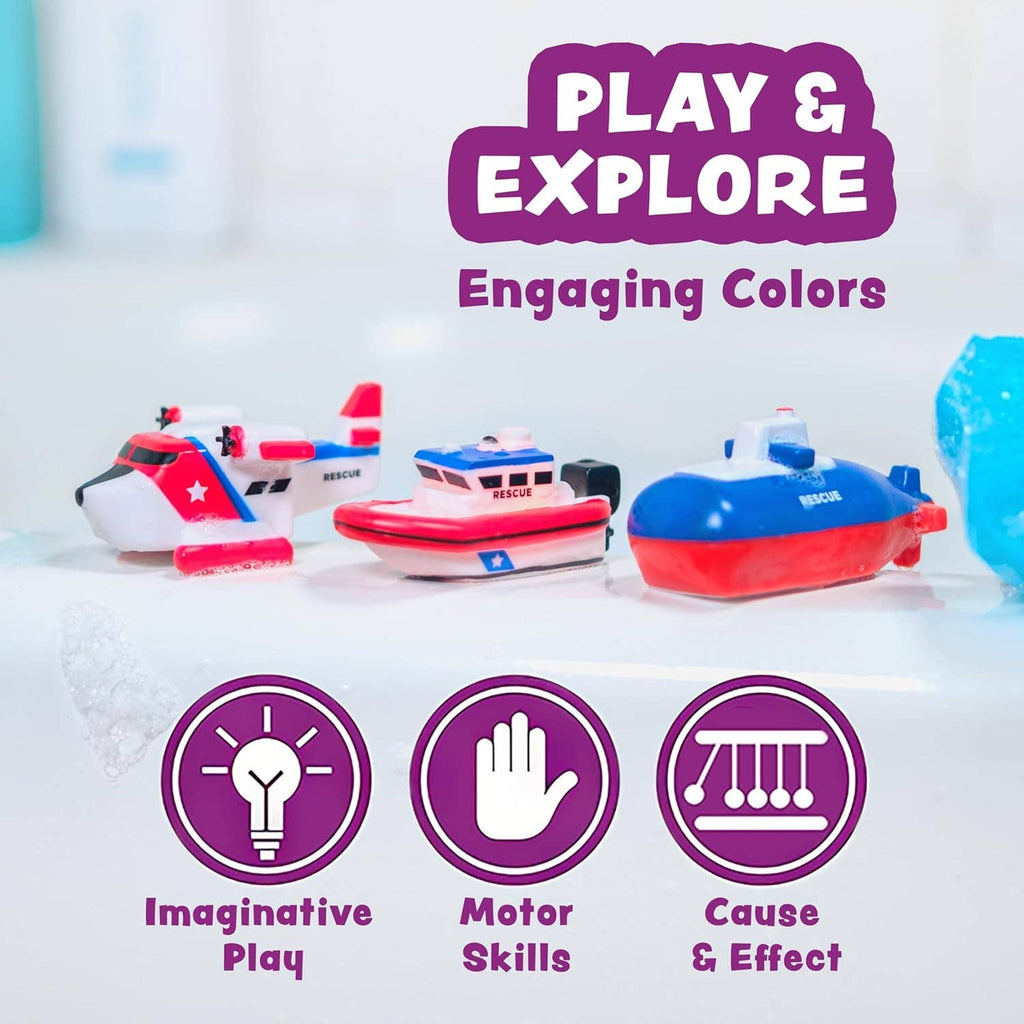 Tub Works® Ocean Rescue™ Vehicles Light Up Bath Toys, 6 Pack