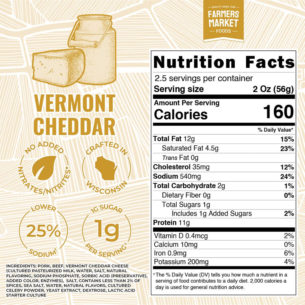 No Nitrate/Nitrite Vermont Cheddar Summer Sausage 5oz (24ct)