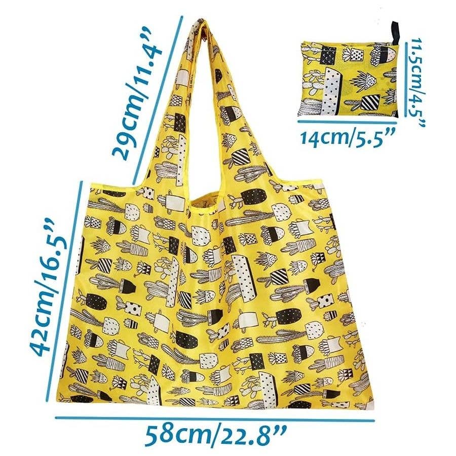 12pk Large Foldable Nylon Reusable Grocery Tote Bag Elephant Print Shopping Bag