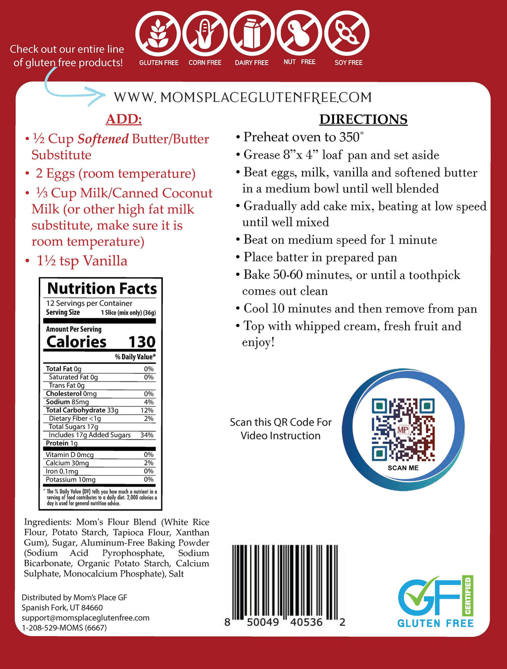 Gluten-Free Buttery Vanilla Pound Cake Mix