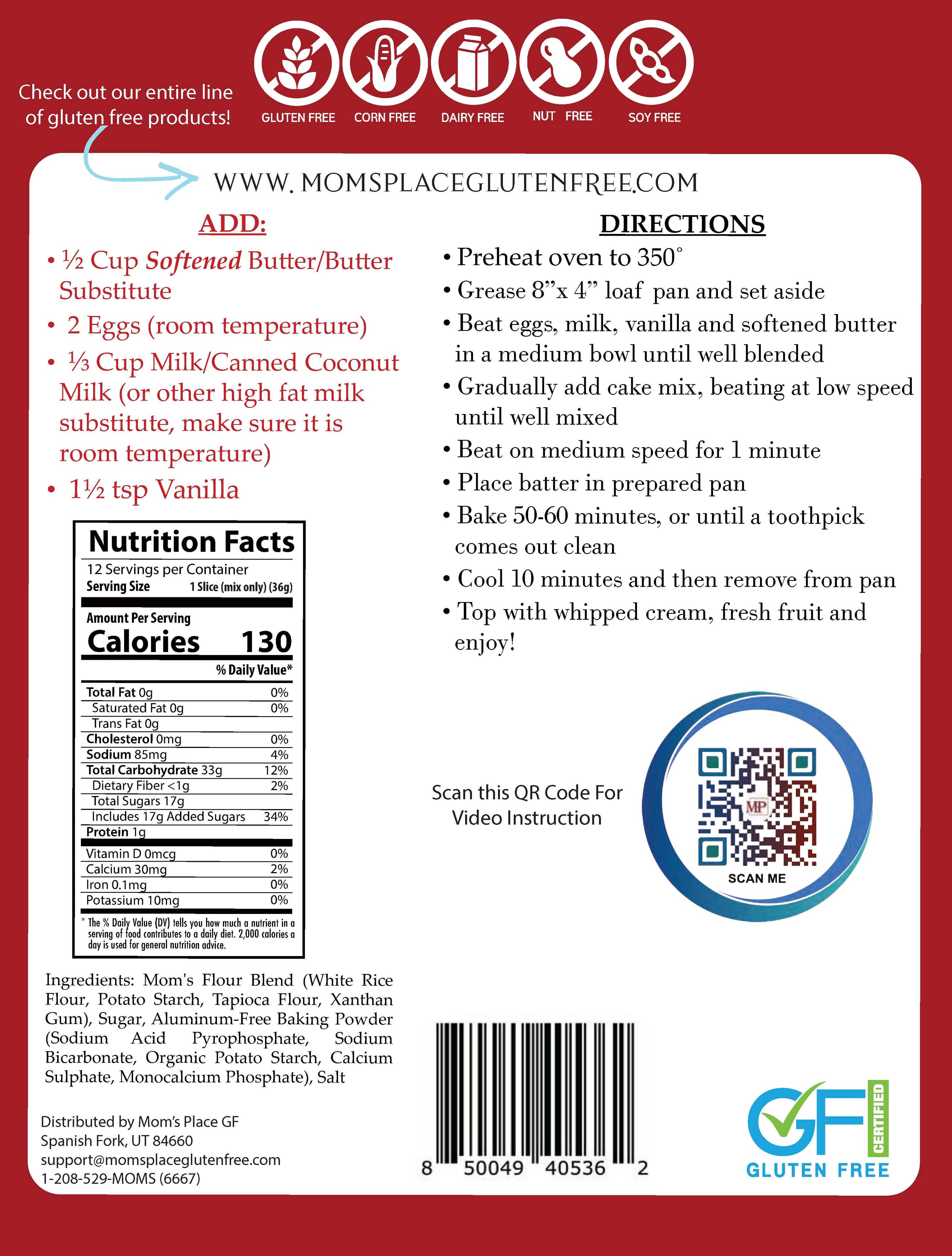Gluten-Free Buttery Vanilla Pound Cake Mix