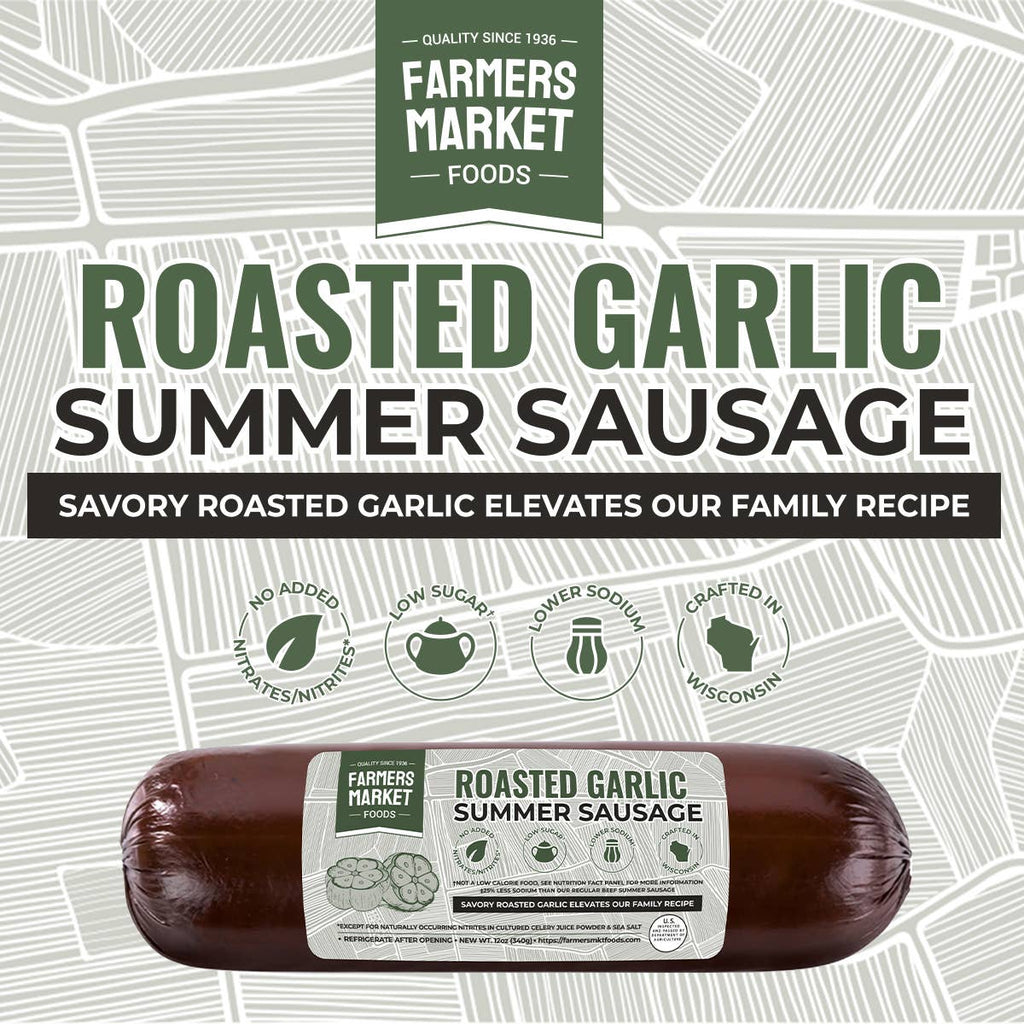 No Nitrate/Nitrite Roasted Garlic Summer Sausage 12oz