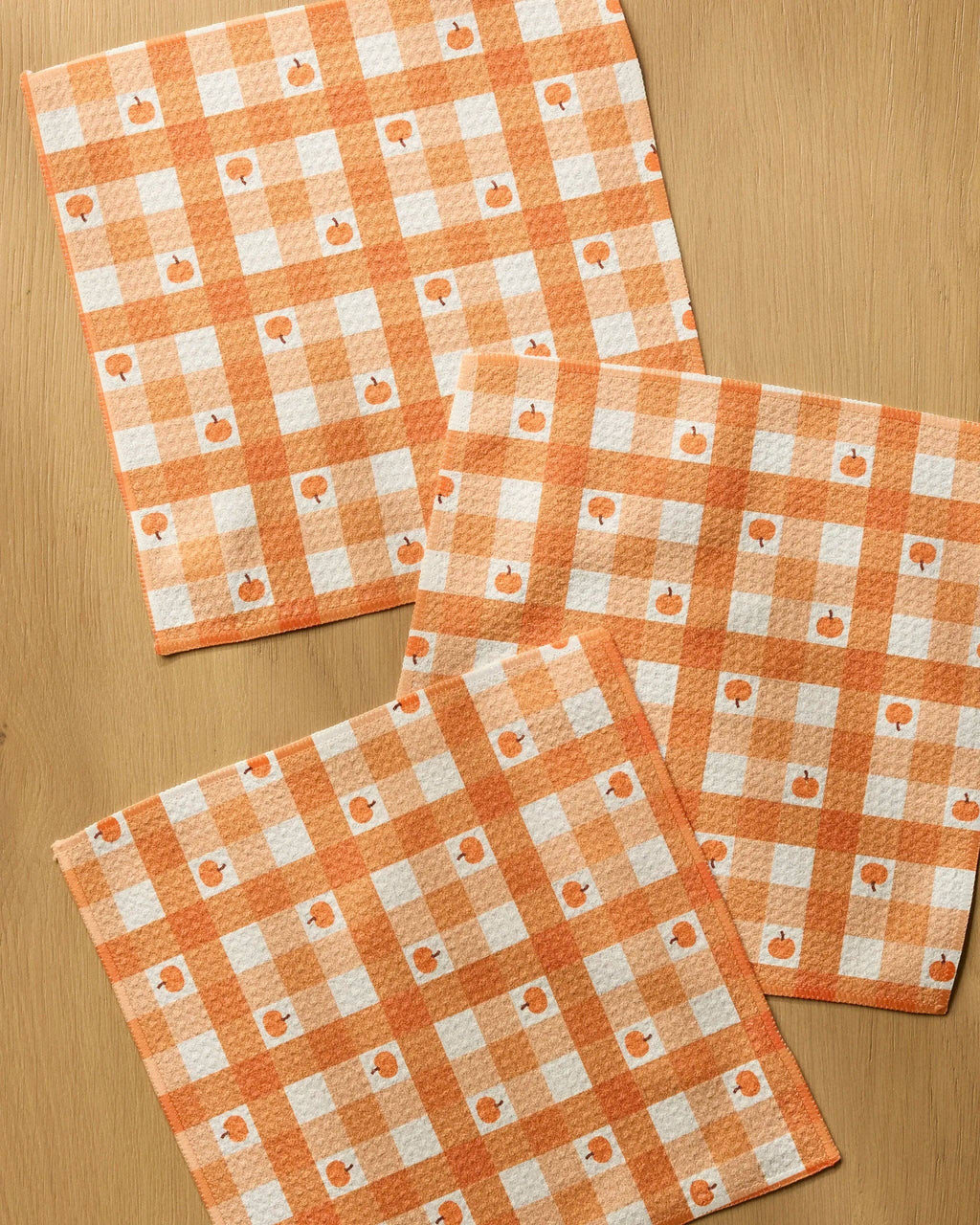 Pumpkin Check Dishcloth Set