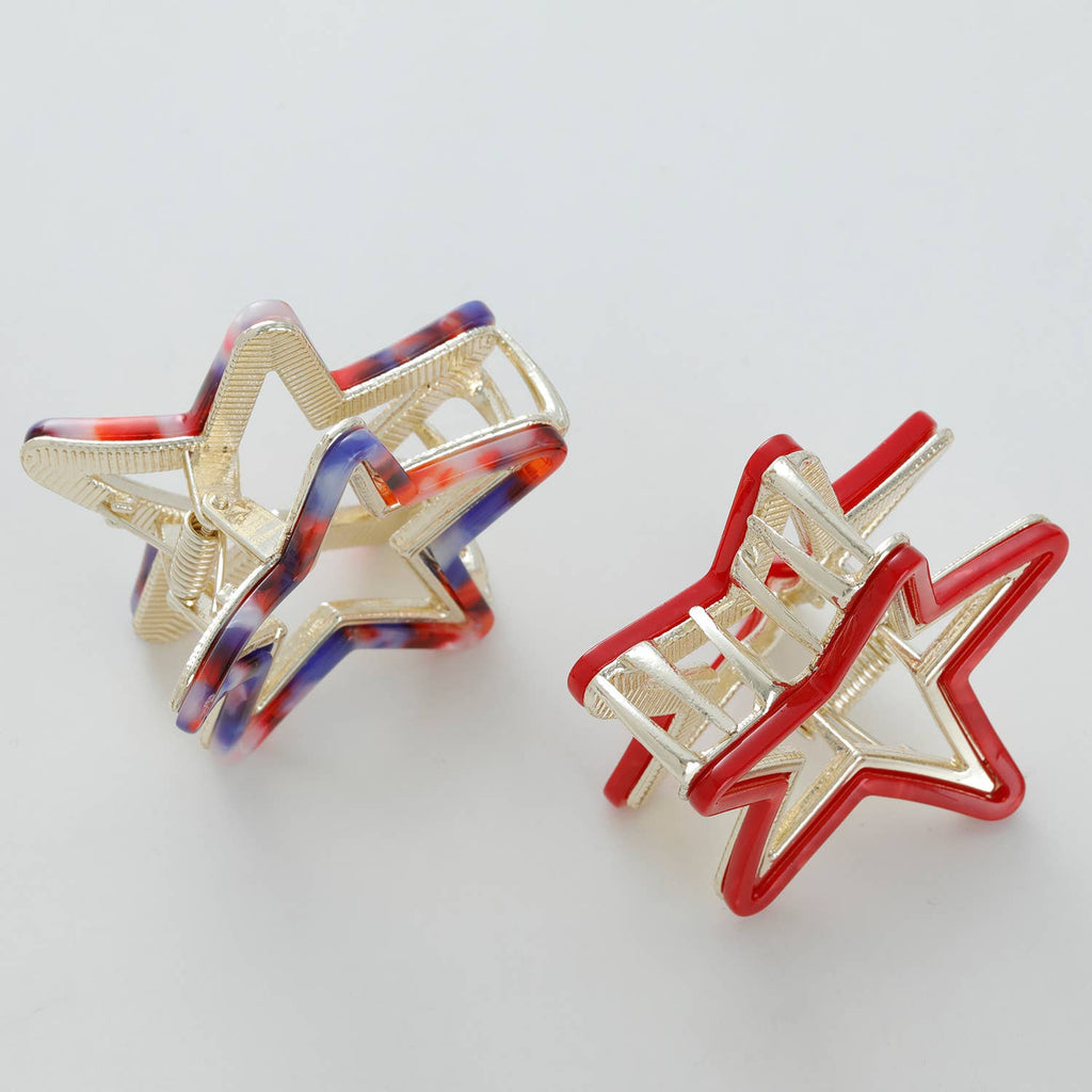 Americana Star Metal Claw Clip - Small