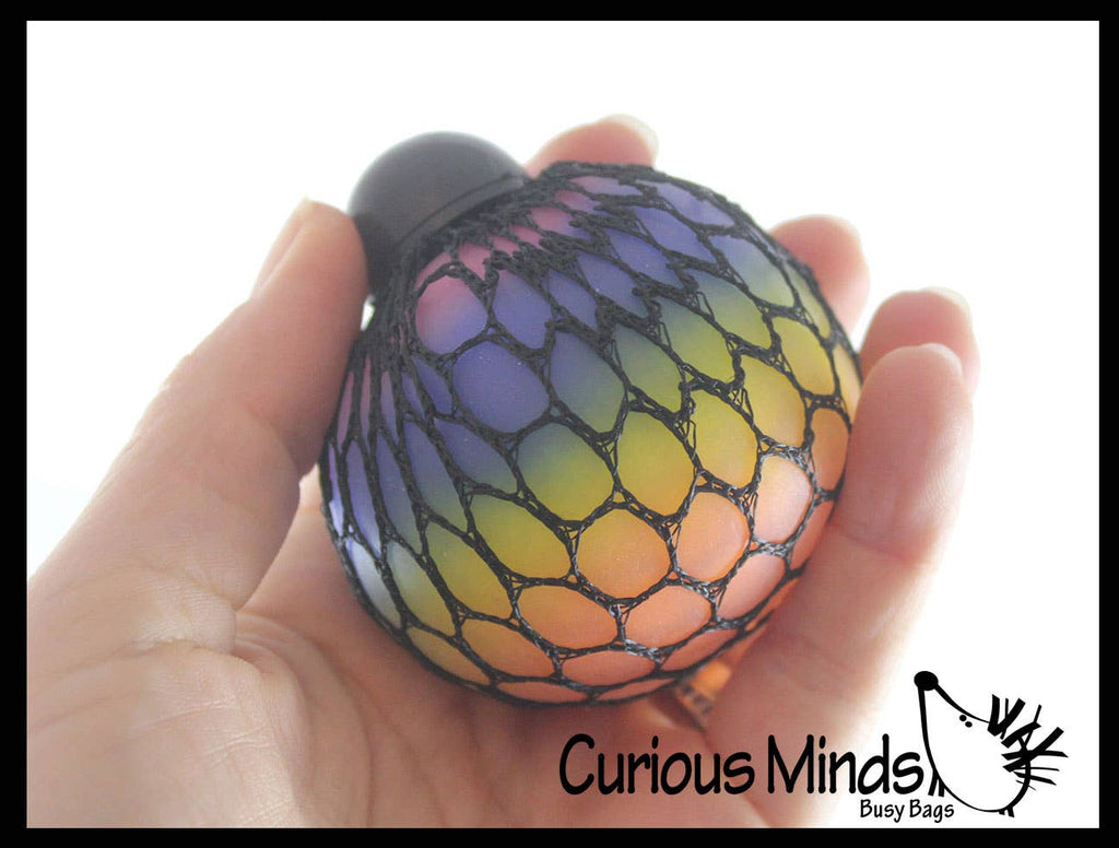 1 Rainbow Mesh Doh Filled Squeeze Balls - Doh - Ultra Squish