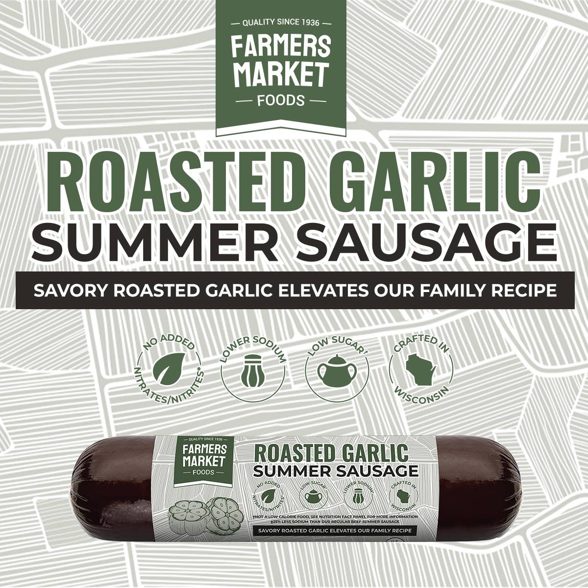 No Nitrate/Nitrite Roasted Garlic Summer Sausage 5oz (24ct)