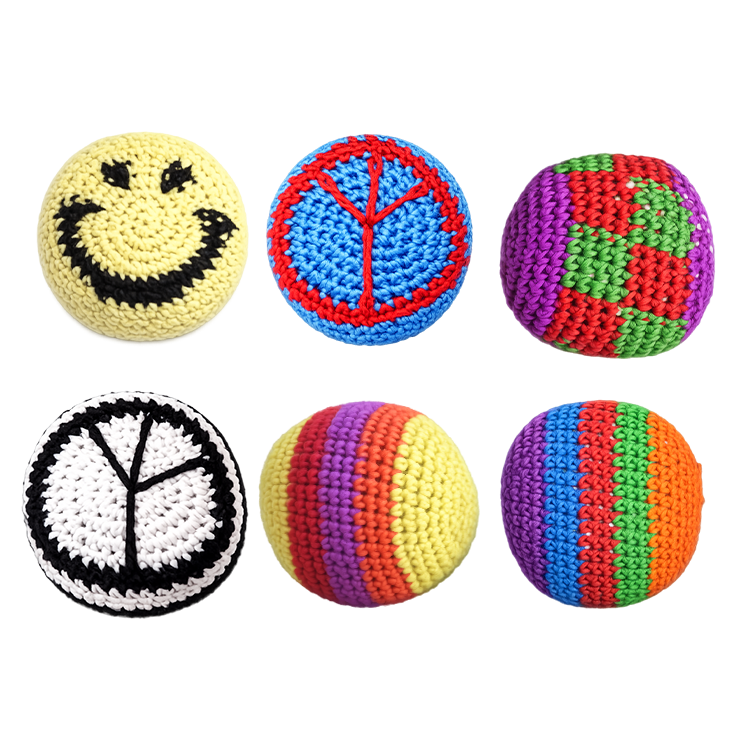 Extreme Retro Hand-Knitted Kick Pouch Footbag - 12/Display
