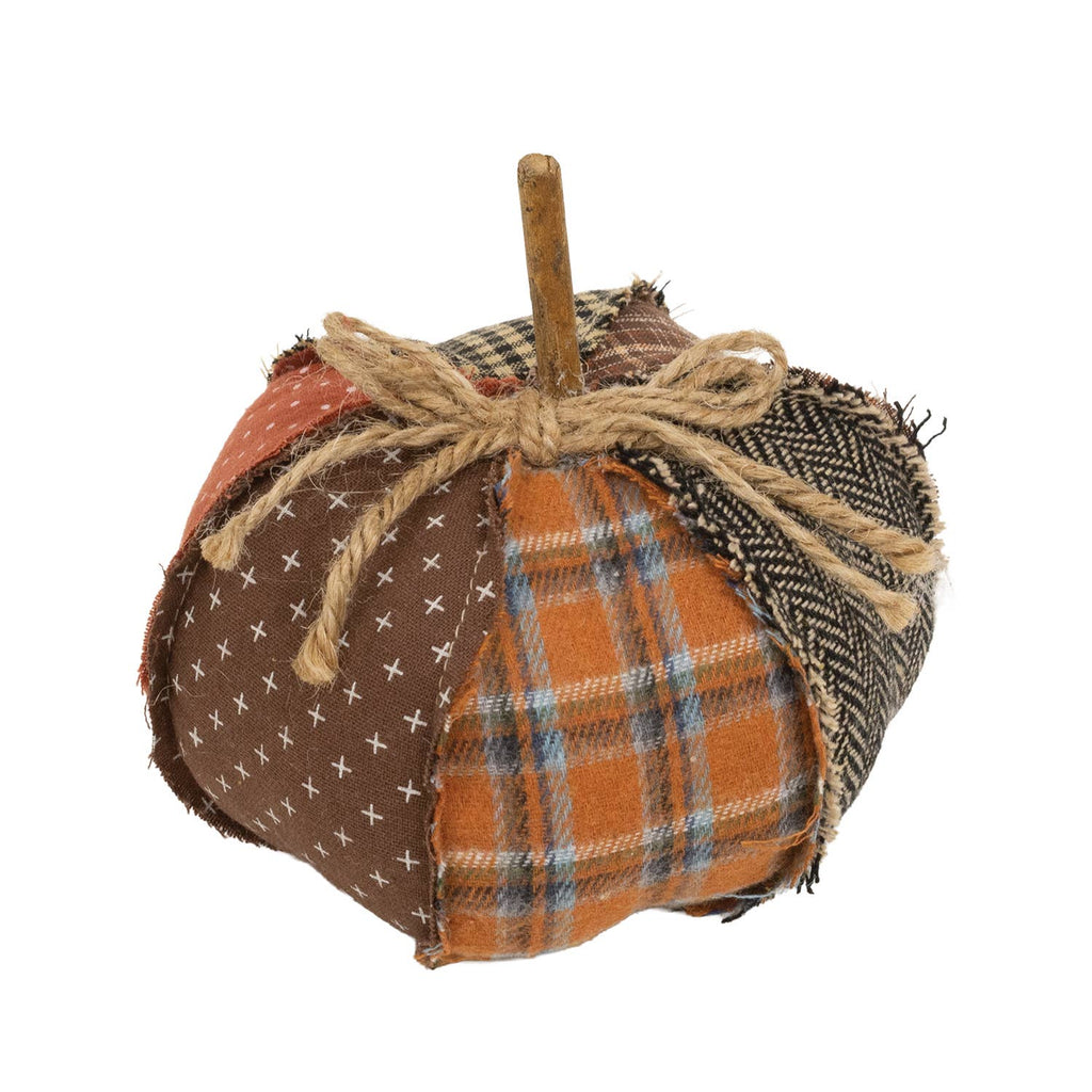 Stuffed Patchwork Pumpkin - 5"H