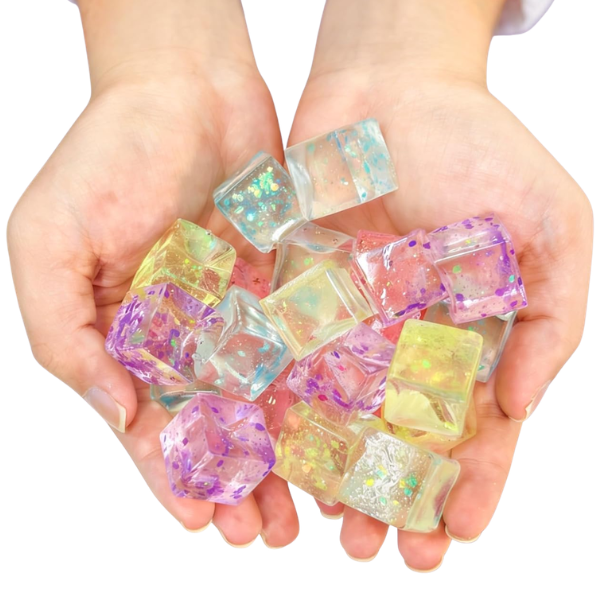 12pc Miniature Squishy Glitter Ice Cubes