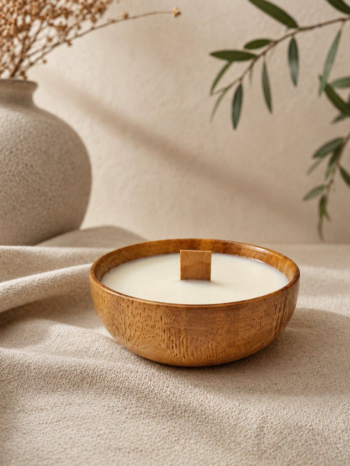 Wooden Bowl Soy Candle with Crackling Wood Wick