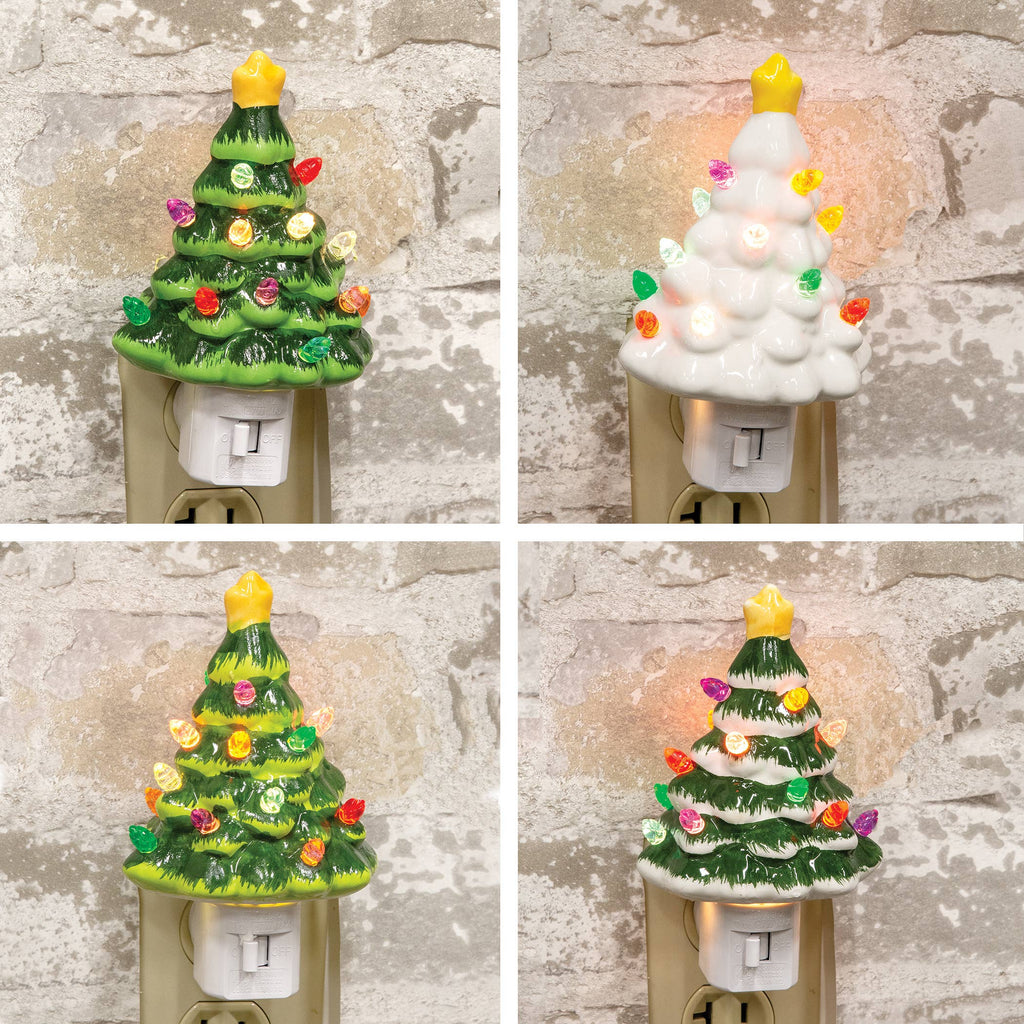 Ceramic Christmas Tree Nightlight - 4 Assorted