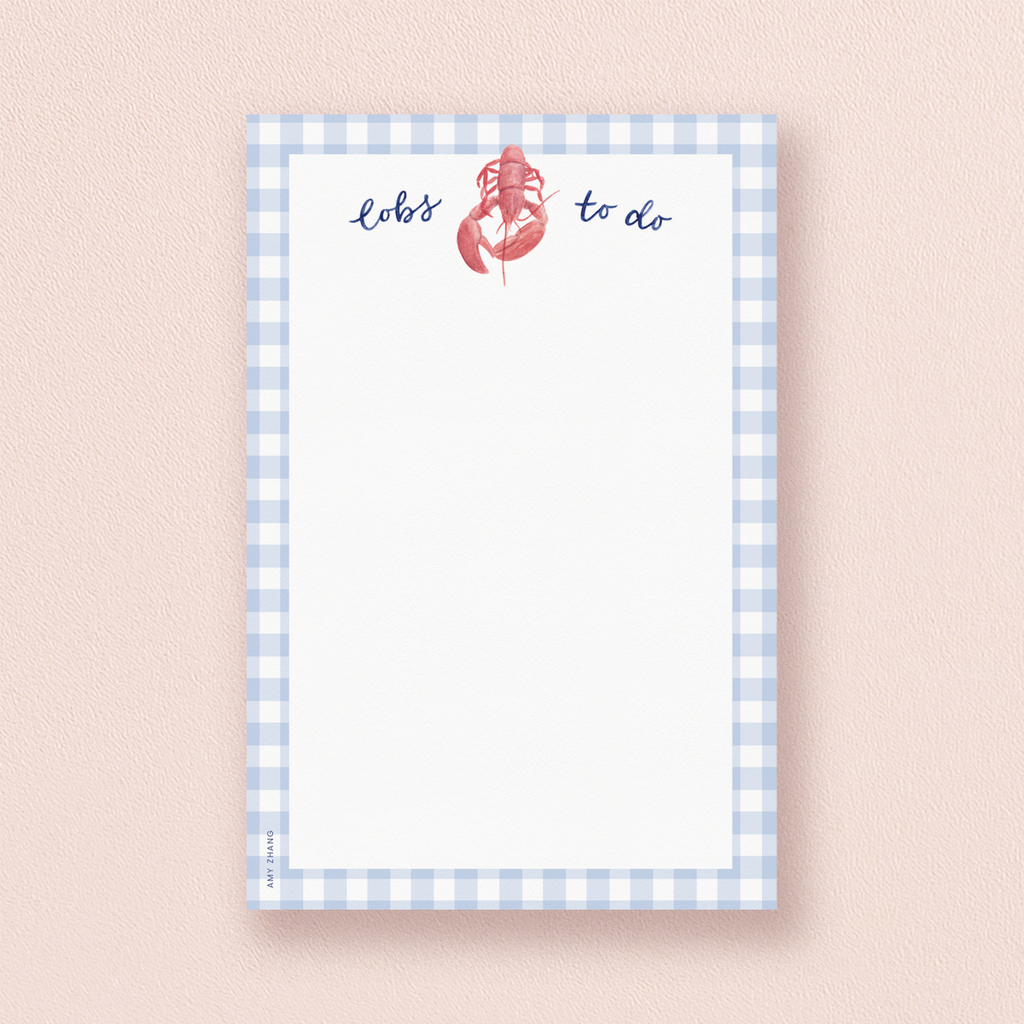 Lots To Do Lobster — Coastal New England Gingham Notepad