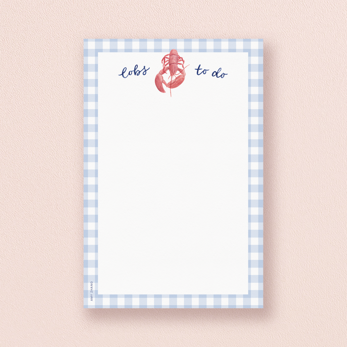 Lots To Do Lobster — Coastal New England Gingham Notepad
