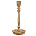 Distressed Gold Finish Candle Stick - 9"H