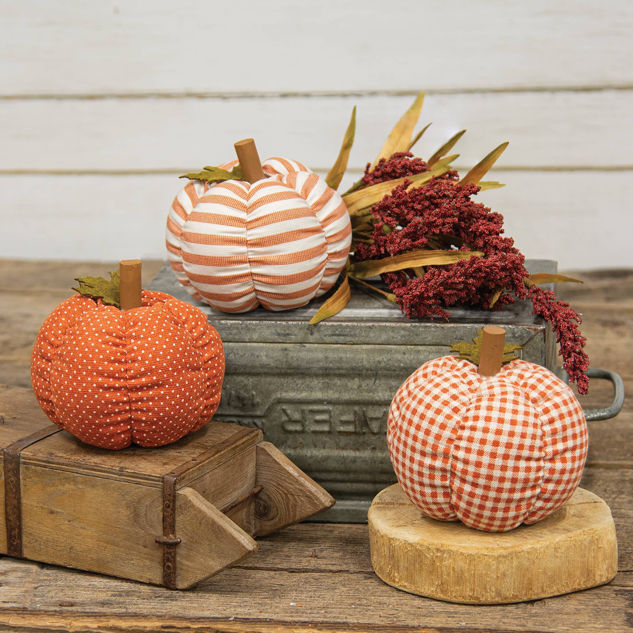 Plush Orange Patterned Pumpkin 3 Asstd