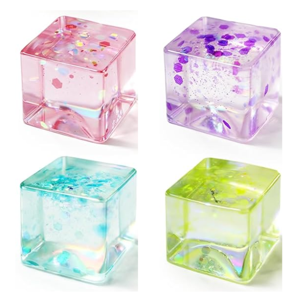 12pc Miniature Squishy Glitter Ice Cubes