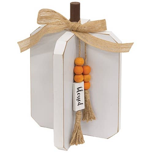 Medium Fall Words Wooden Interlocking Pumpkin, 2 Assorted