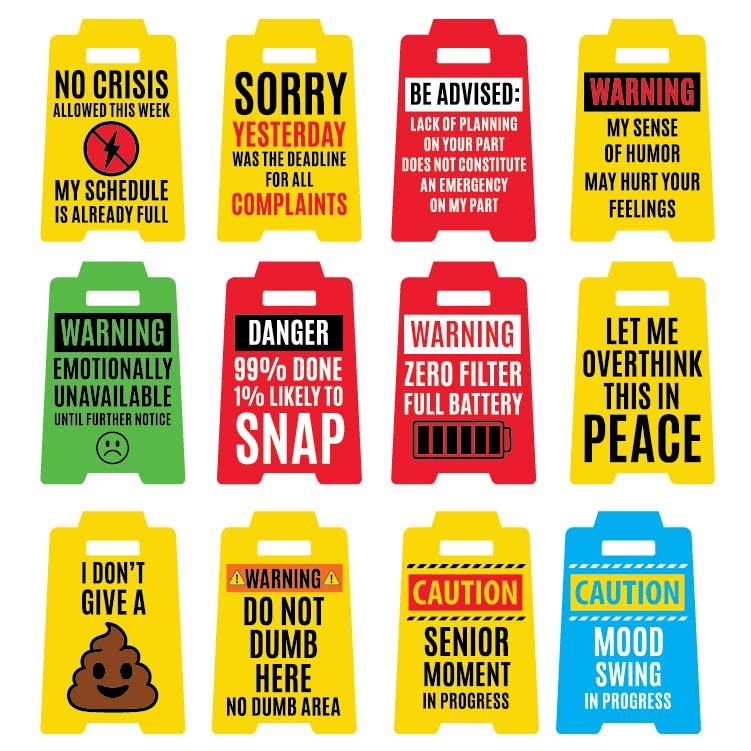 4.75" 3D Desktop Mood Caution Sign Assortment - 12/Display
