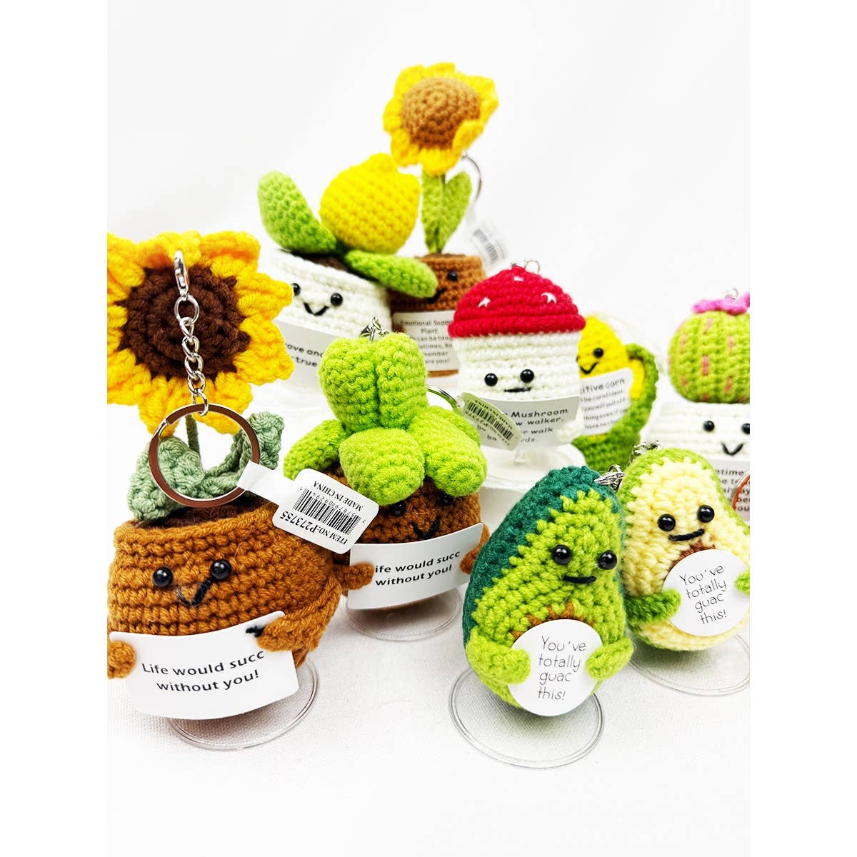 Happy Plant and Vegi Crochet Keychain