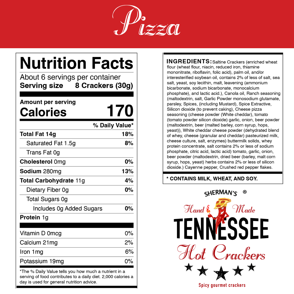 NEW! Sherman Tennessee Hot Crackers Pizza Flavor 30CT