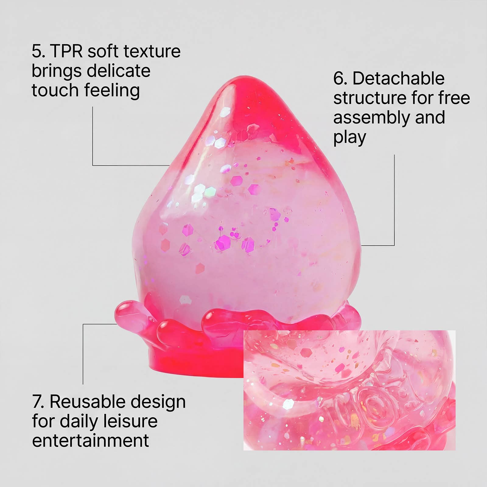 TPR Water Drop Detachable Squeeze Stress Relief Squishy Toy