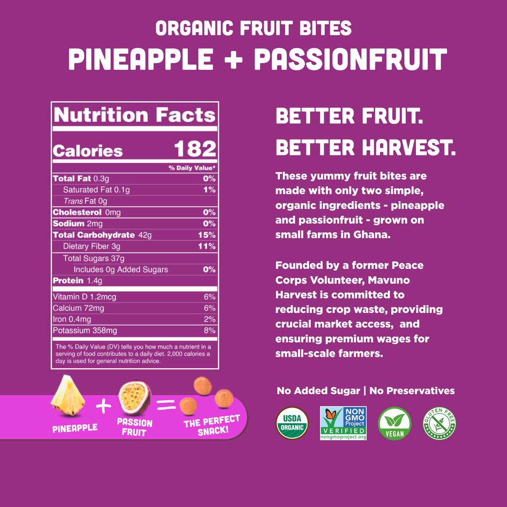 Organic Fruit Bites: Pineapple & Passionfruit