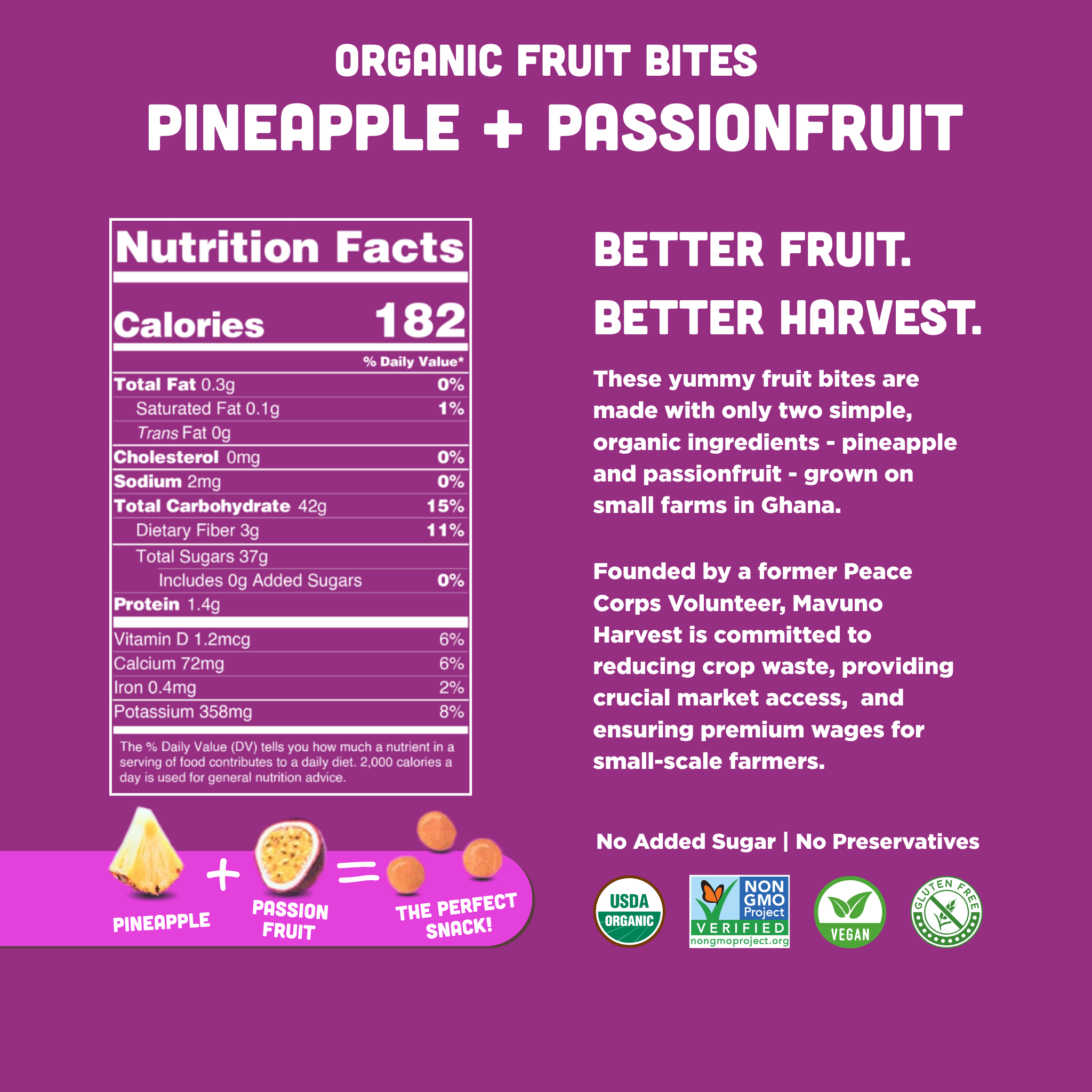 Organic Fruit Bites: Pineapple & Passionfruit