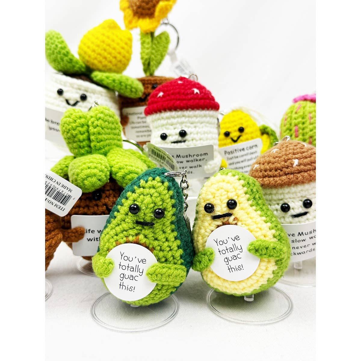 Happy Plant and Vegi Crochet Keychain