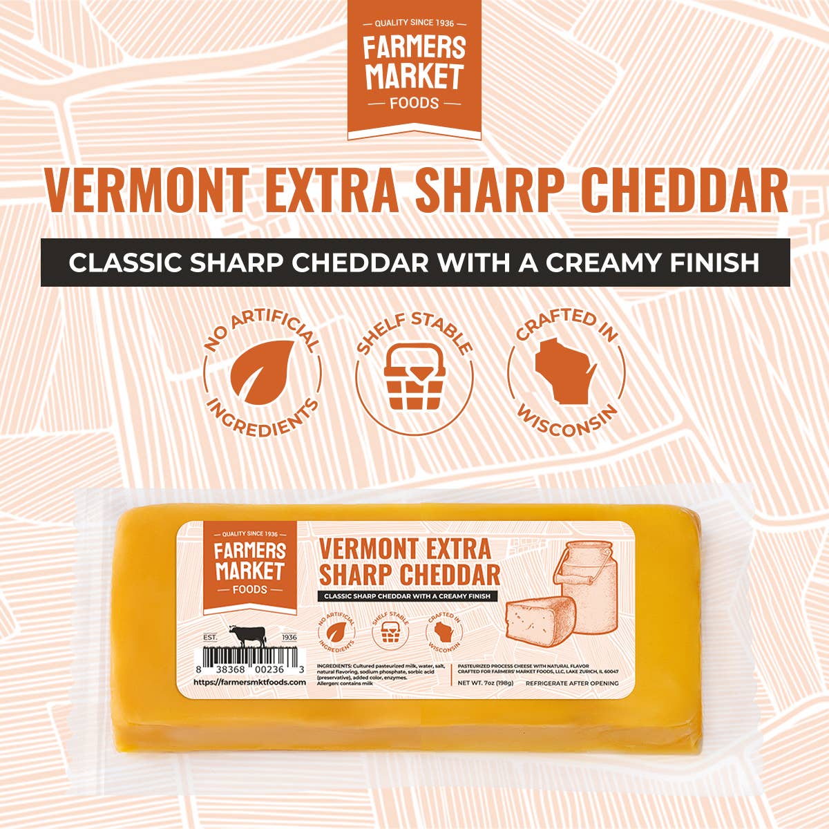 Vermont Extra Sharp Cheddar 7oz (Shelf Stable) (12ct)