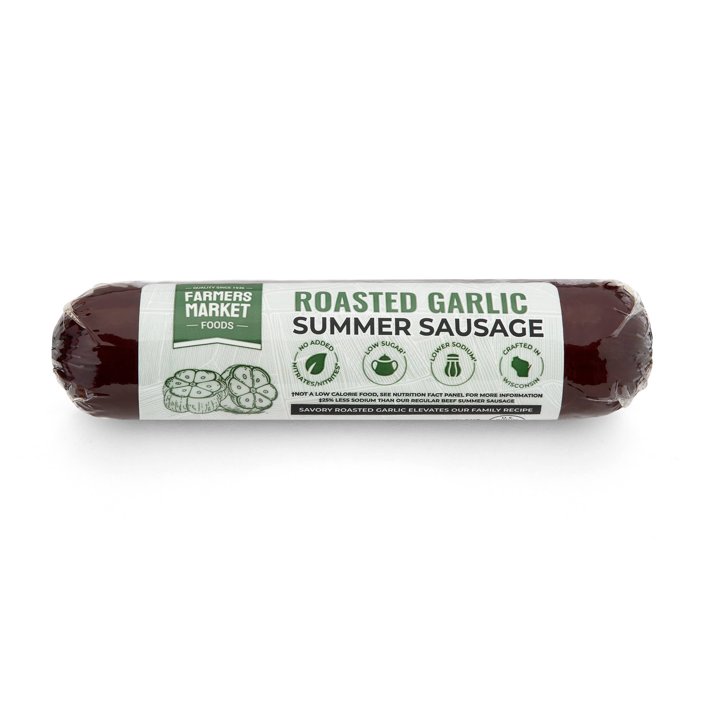 No Nitrate/Nitrite Roasted Garlic Summer Sausage 5oz (24ct)