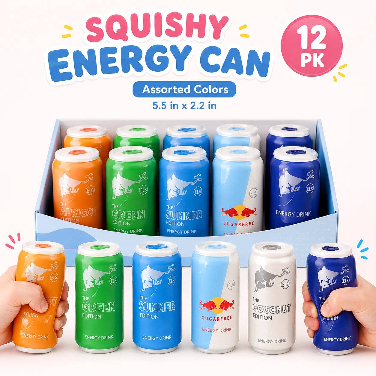 12pk Redbull Energy Drink Can Squishy Toy Soft Slow Rise Fidget Toy dumpling bun