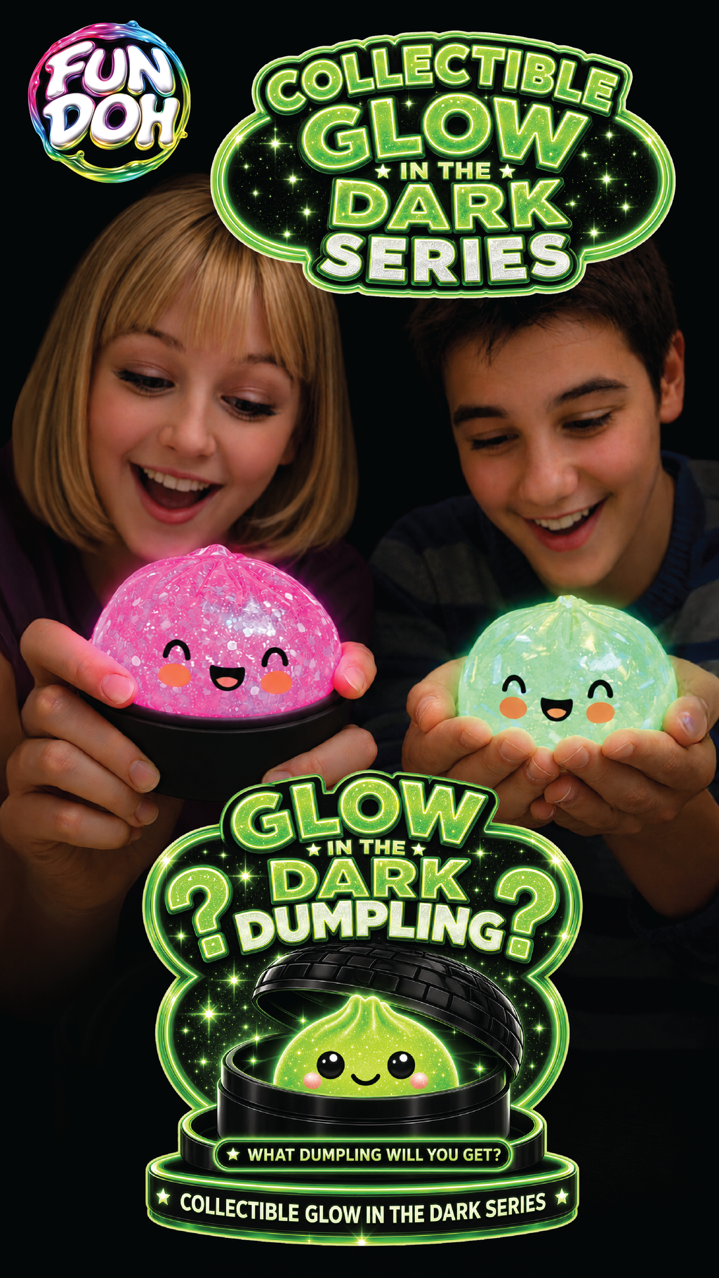 Fun Doh Glow In The Dark Mystery Dumpling Black Baskets