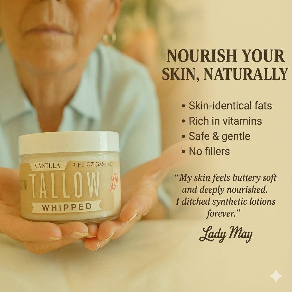 Vanilla Whipped Tallow Moisturizer – | Premium Beef Tallow Skincare | Lady May Tallow