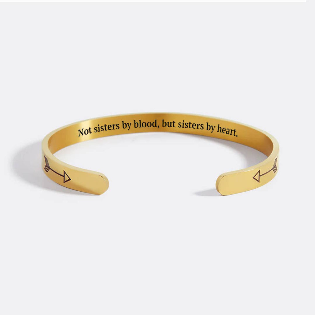 Not Sisters By Blood But Sisters By Heart Personalizable Cuff Bracelet