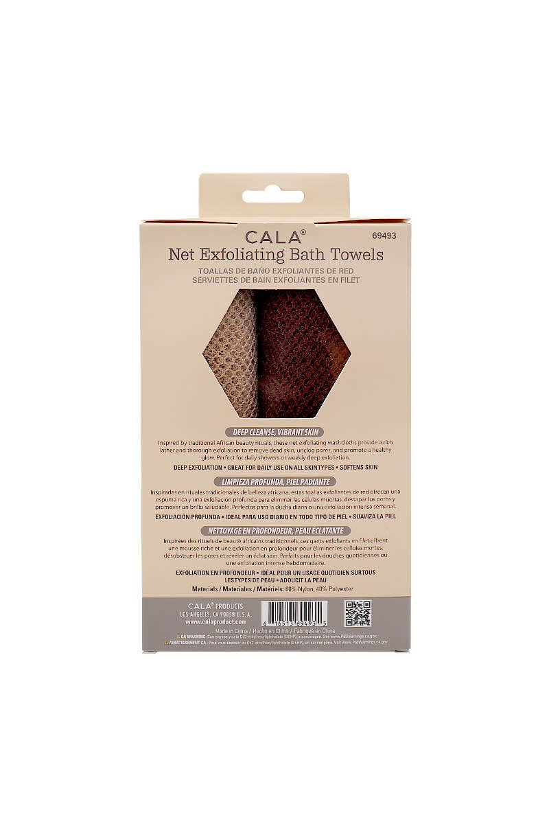 CALA 69493 Nude 2 pcs Exfoliating Bath Long Towels - 6 pc