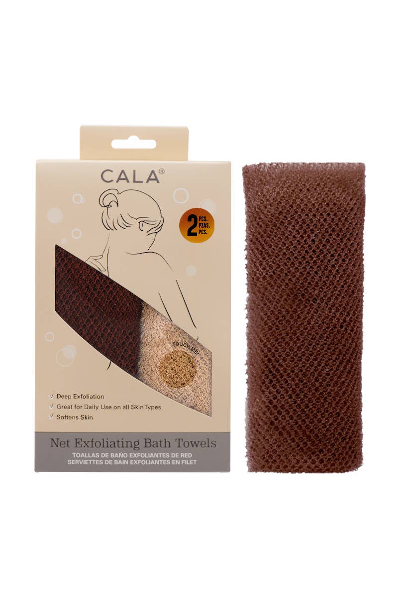 CALA 69493 Nude 2 pcs Exfoliating Bath Long Towels - 6 pc