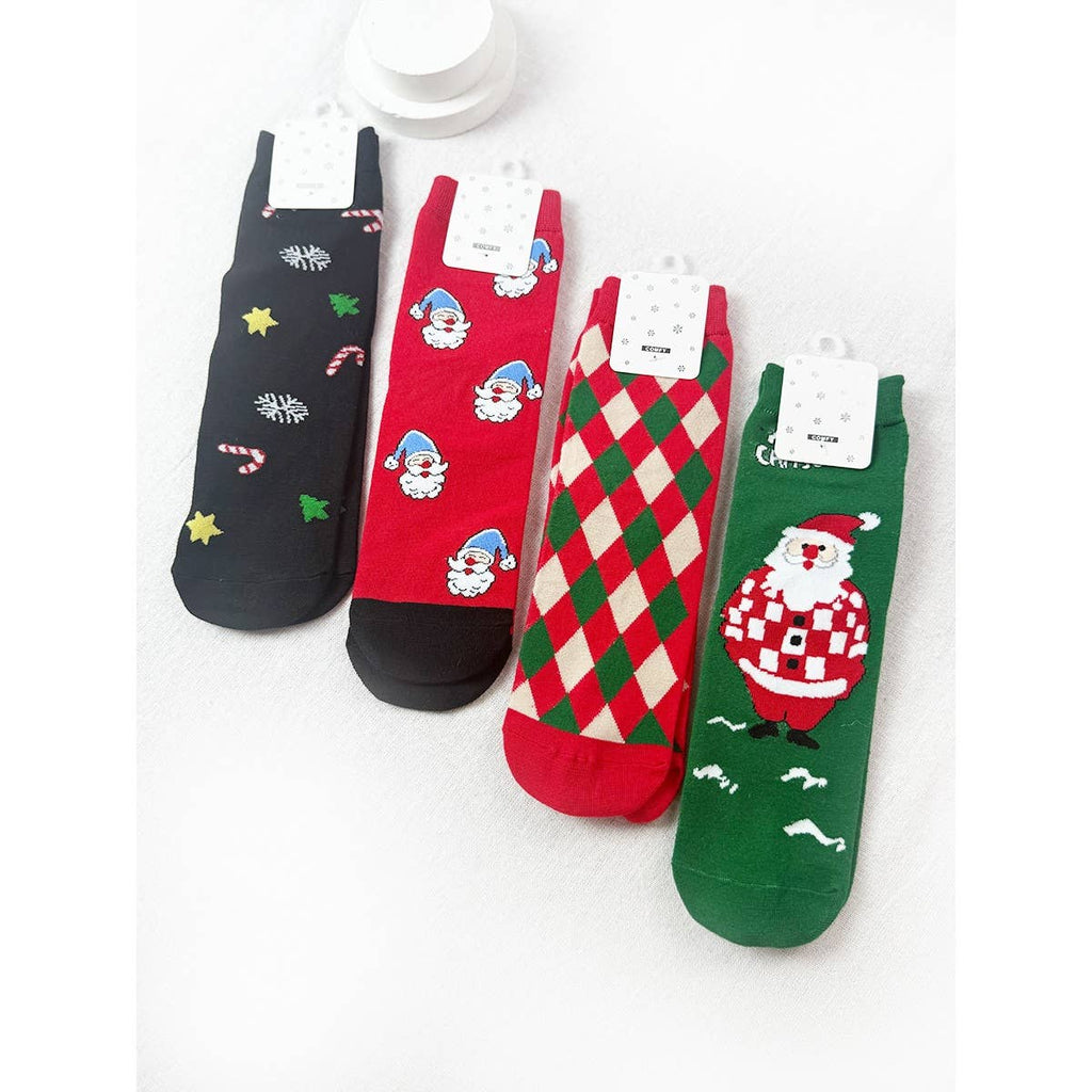 4 Kinds Assorted Christmas Theme Socks