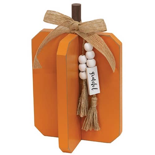 Medium Fall Words Wooden Interlocking Pumpkin, 2 Assorted