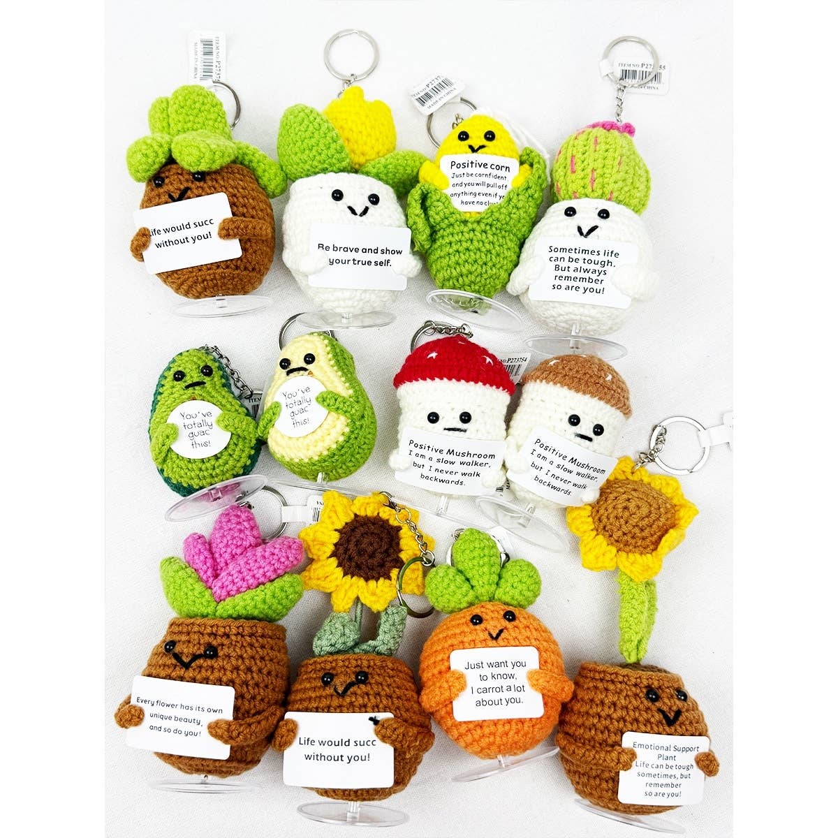 Happy Plant and Vegi Crochet Keychain