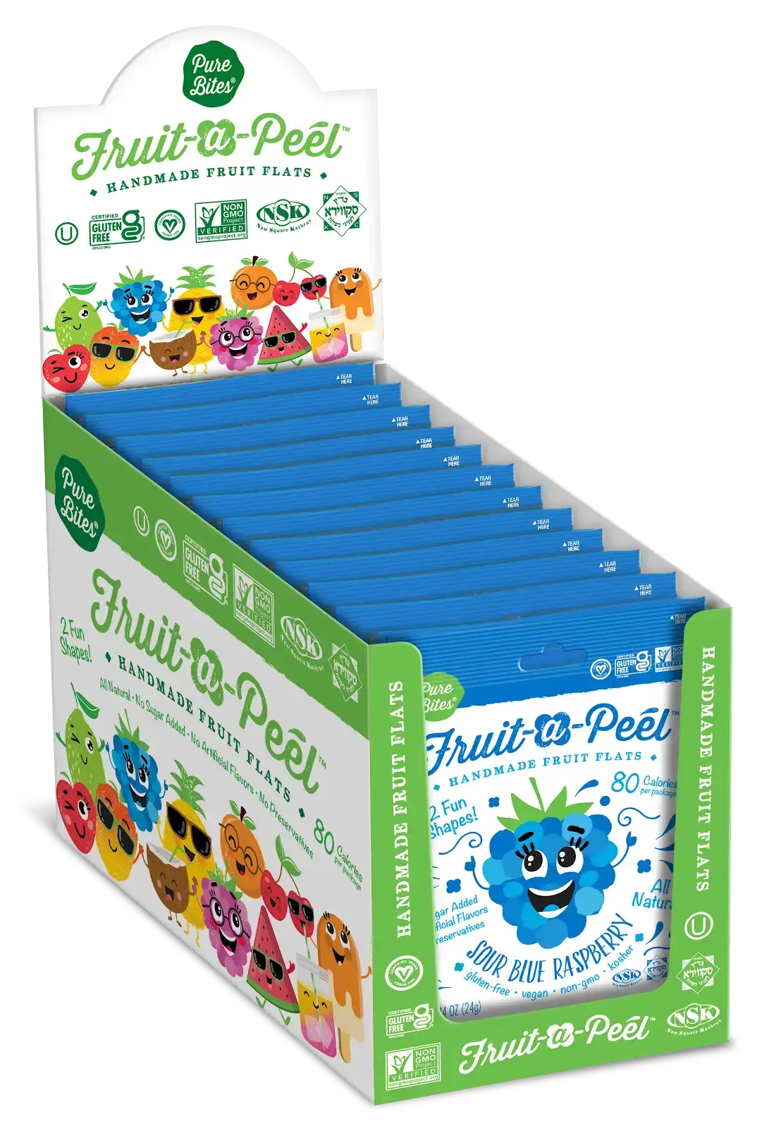 Fruit-a-Peel Sour Blue Raspberry Fruit Flats