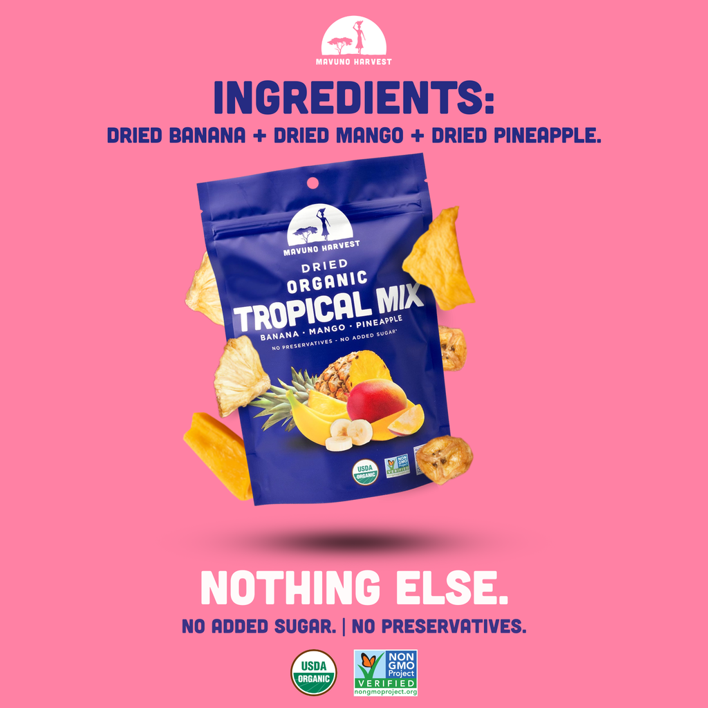 Organic Dried Tropical Mix (Mango, Banana, Pineapple)