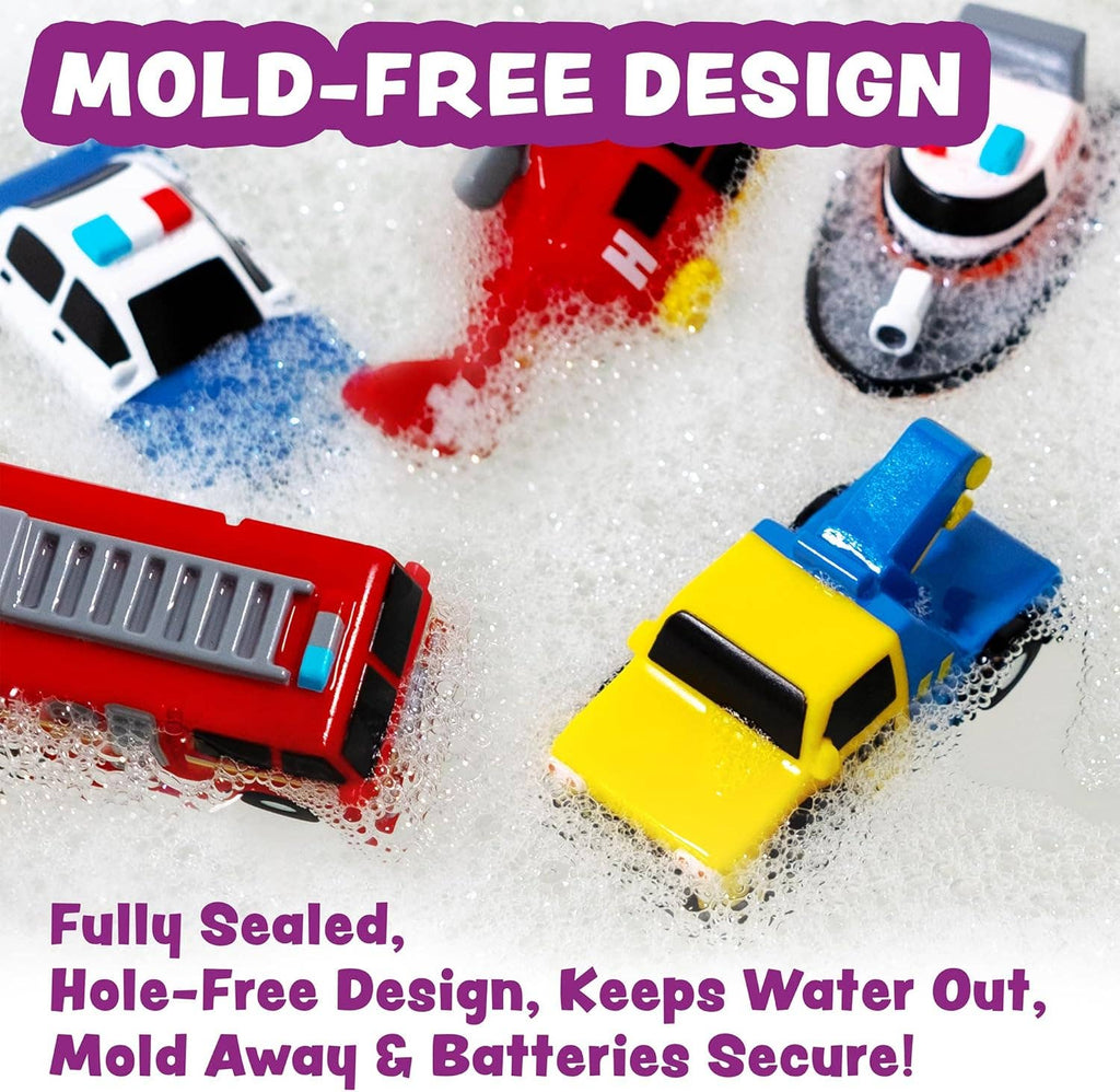 Tub Works® Emergency™ Cars Light Up Bath Toys, 6 Pack