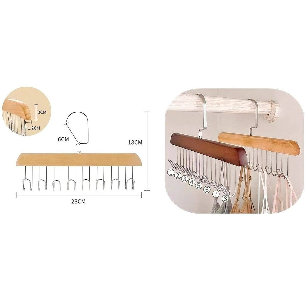 Eight U Hooks Organize Wood Hanger